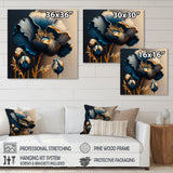 Deep Blue And Gold Single Flower V