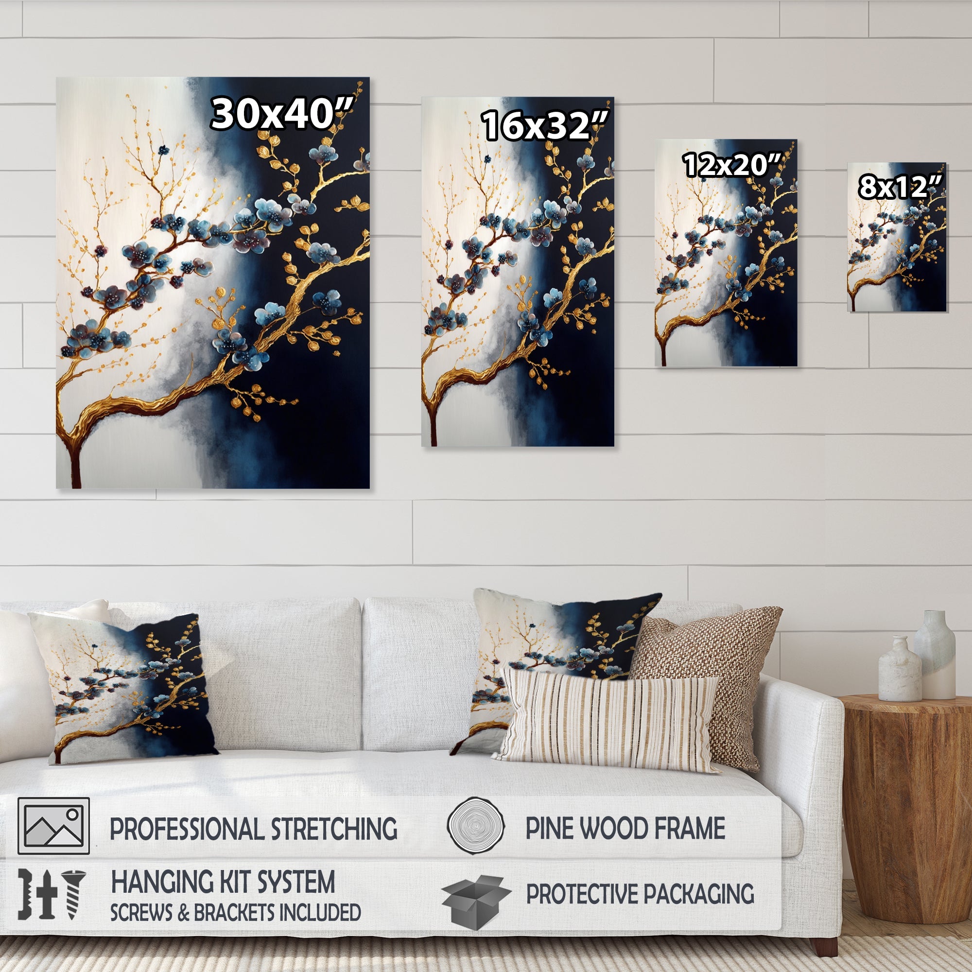 Blue Cherry Blossom Branch VI