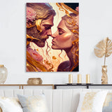 Gold And Pink Couple Kissing Art