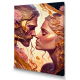 Gold And Pink Couple Kissing Art