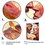 Gold And Pink Couple Kissing Art