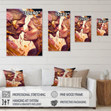 Gold And Pink Couple Kissing Art