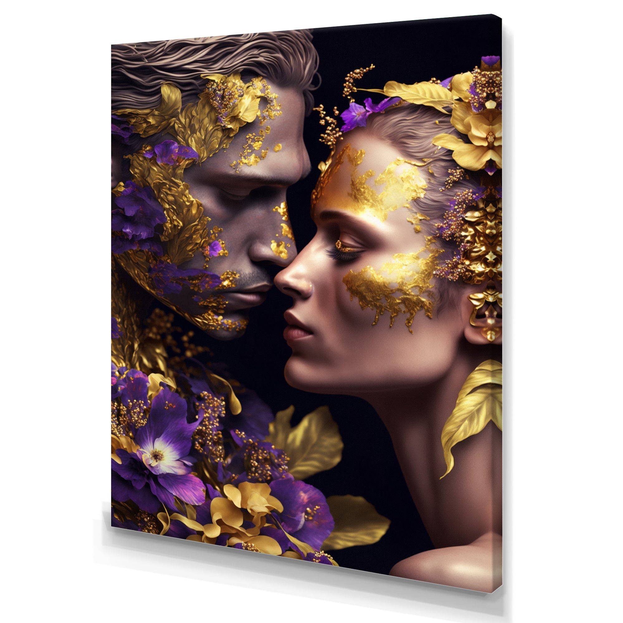 Loving Couple Kissing Floral Design I