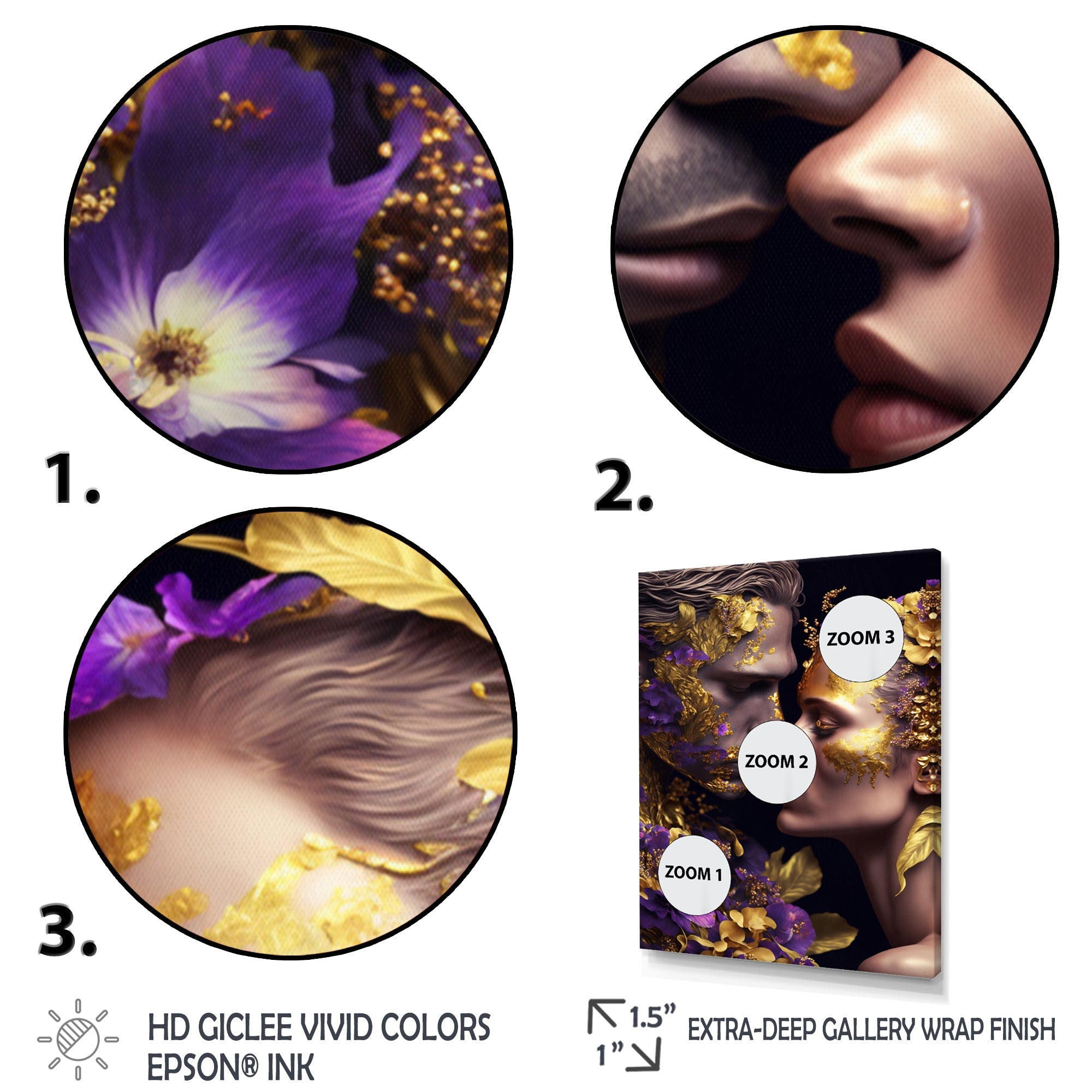 Loving Couple Kissing Floral Design I