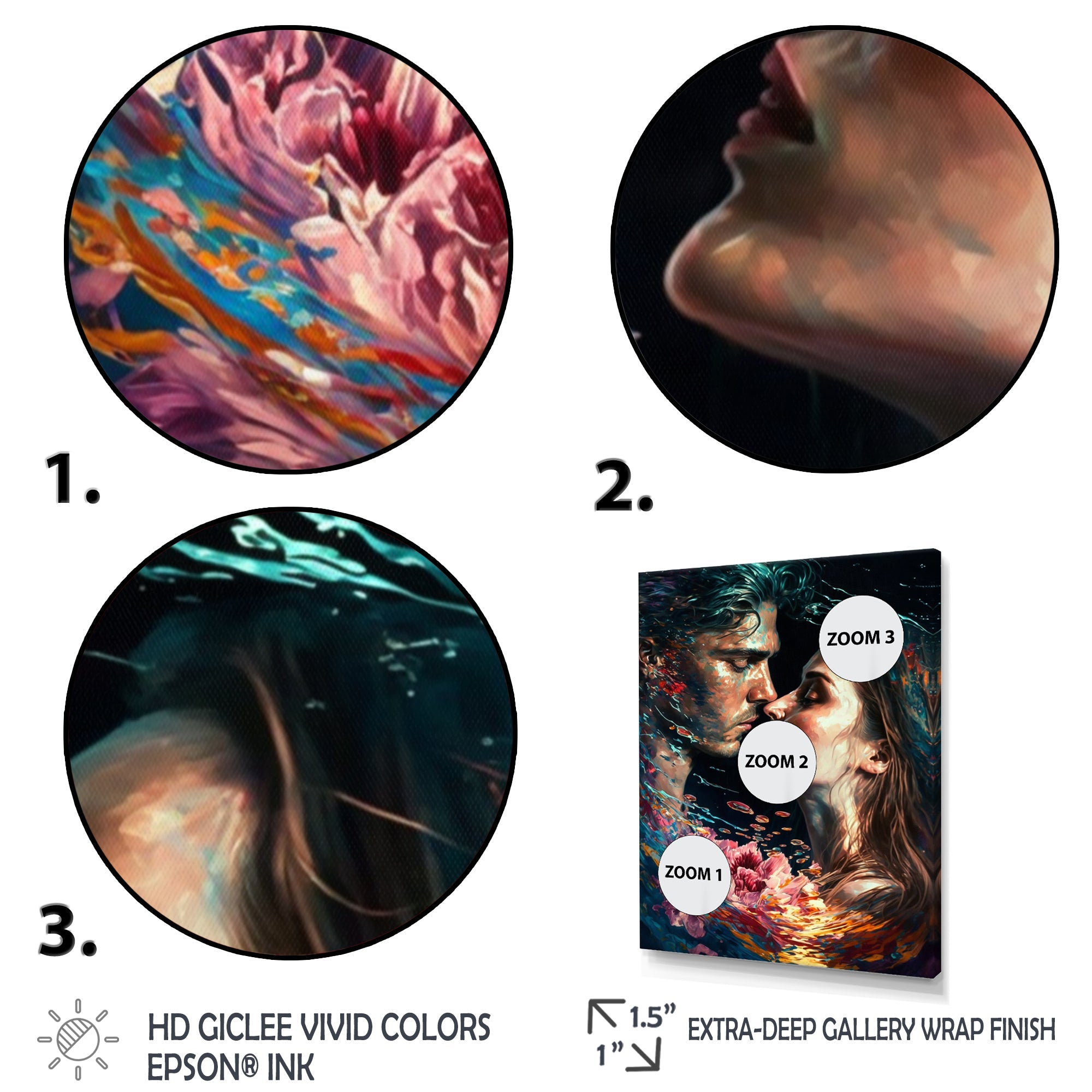 Loving Couple Kissing Floral Design II