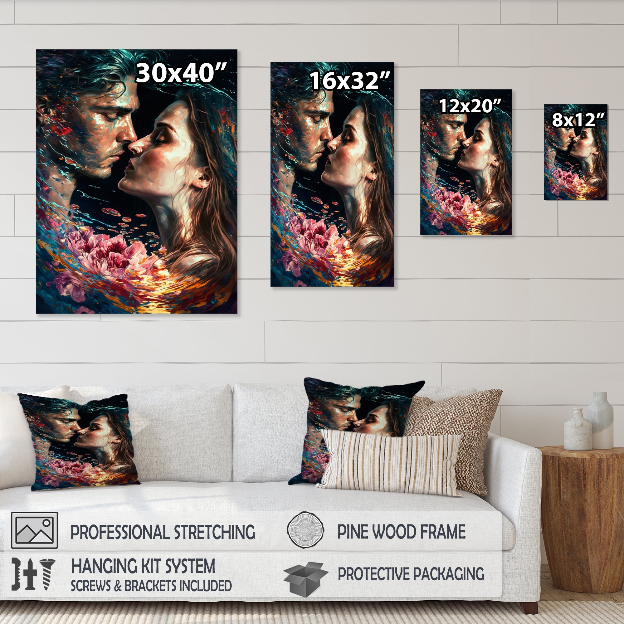 Loving Couple Kissing Floral Design II