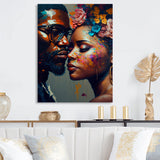 Loving Couple Kissing Floral Design V