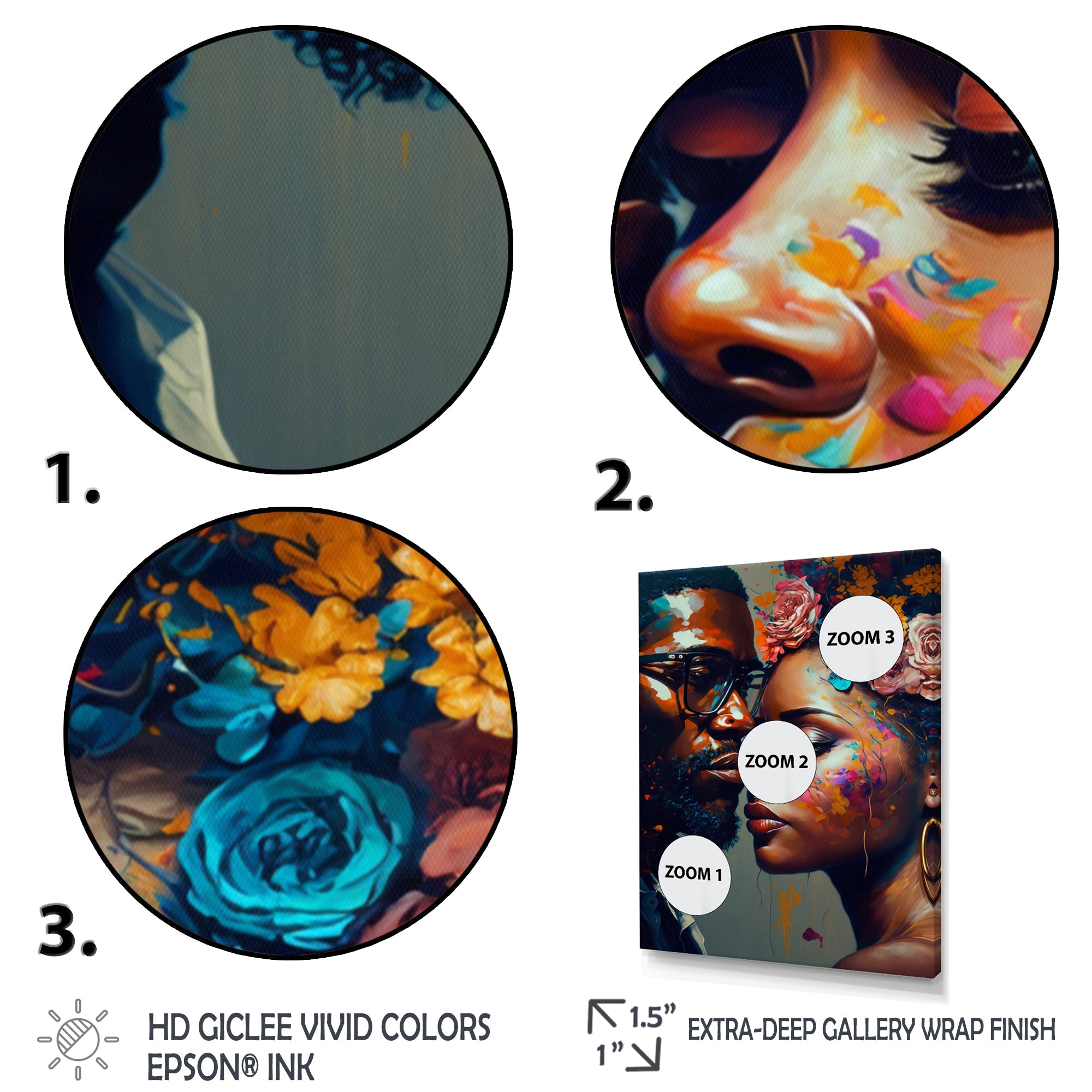 Loving Couple Kissing Floral Design V