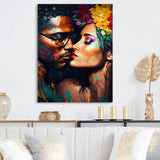 Loving Couple Kissing Floral Design VI