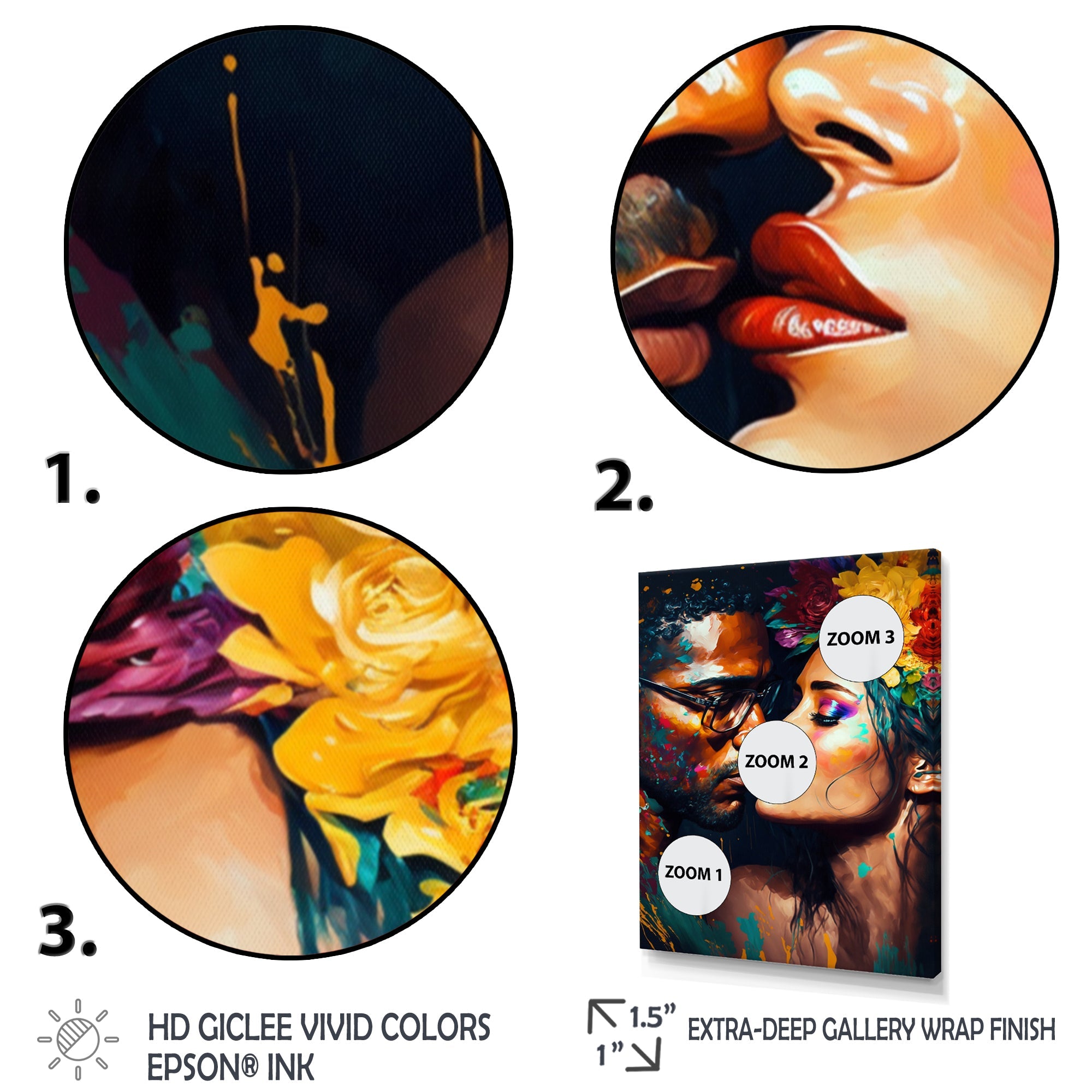 Loving Couple Kissing Floral Design VI