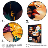 Loving Couple Kissing Floral Design VI