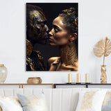Gold African Amercian Couple Kissing