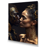 Gold African Amercian Couple Kissing