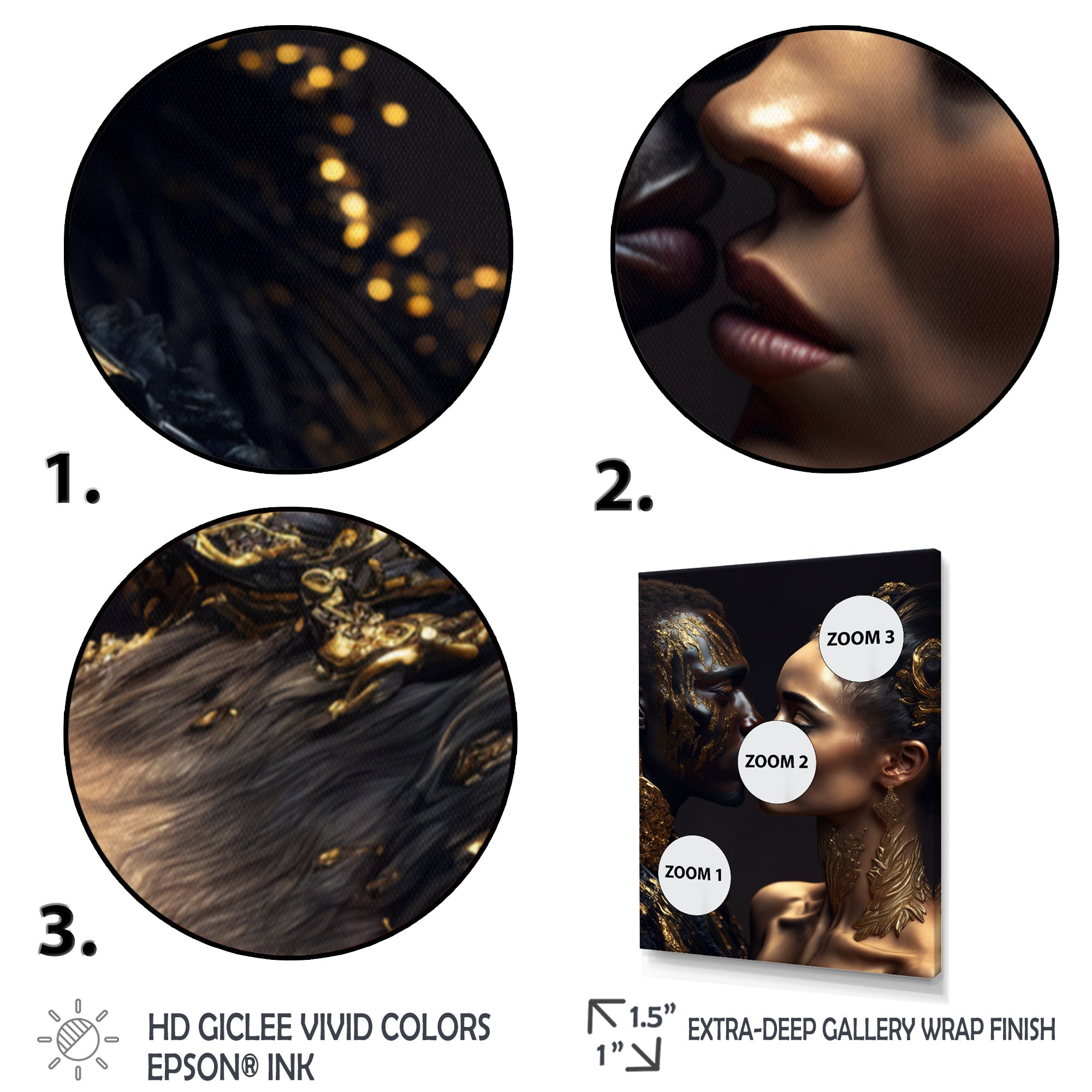 Gold African Amercian Couple Kissing