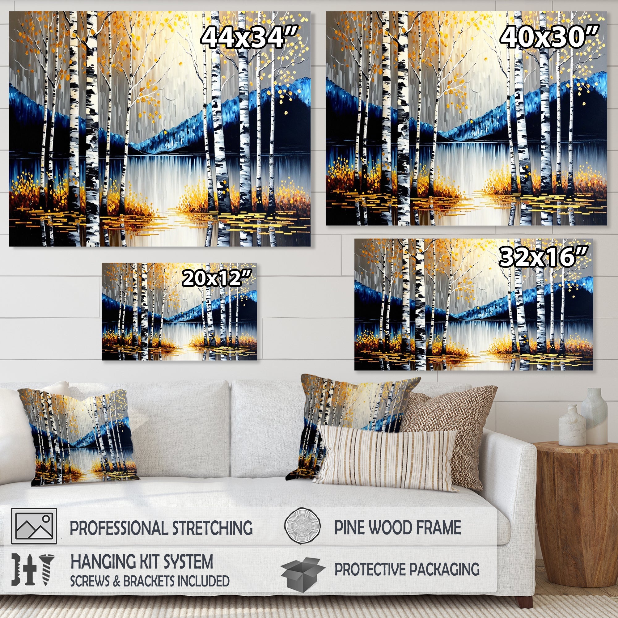 Monochrome Golden Birch Trees By The River IV