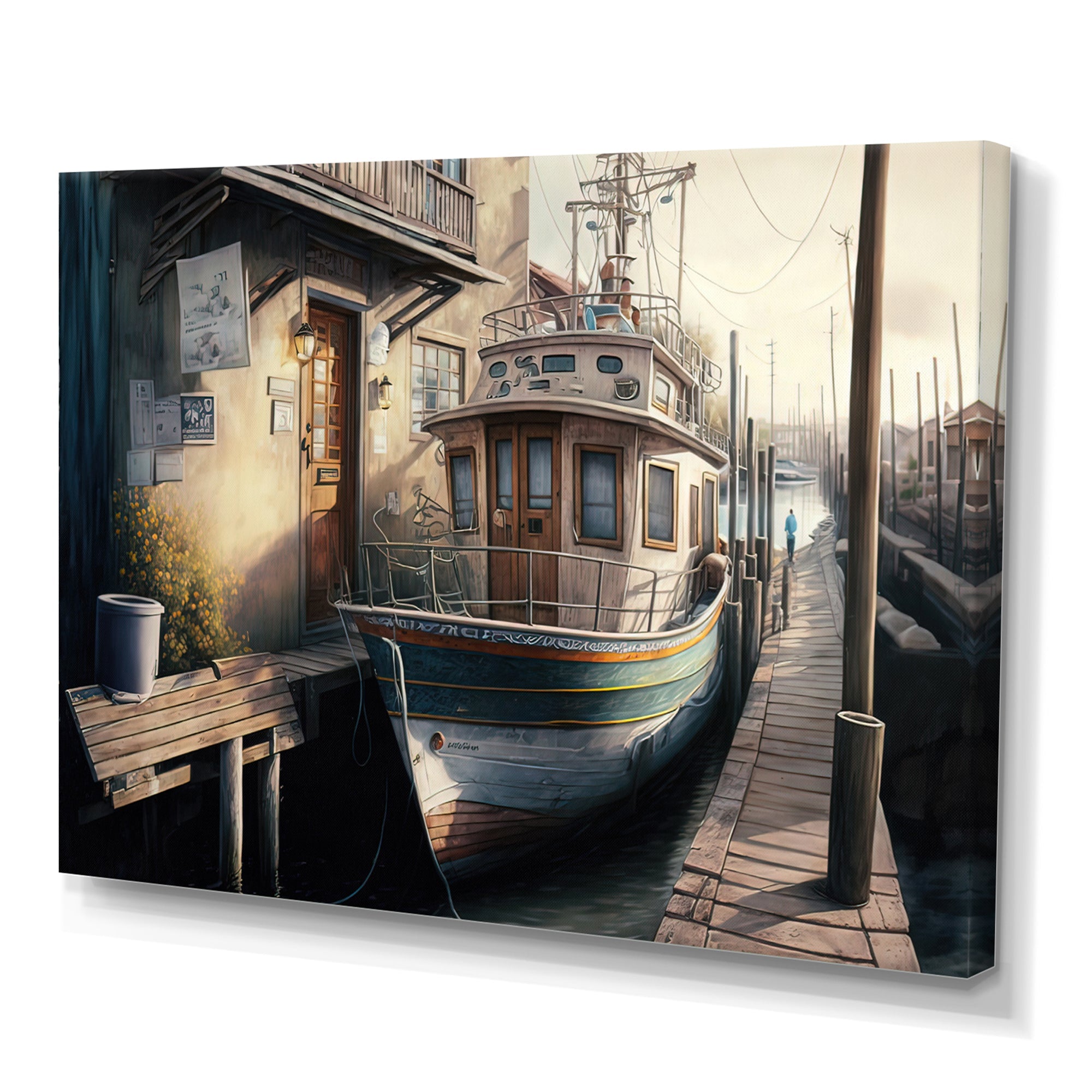 Rustic Port With A Fishing Boat IV