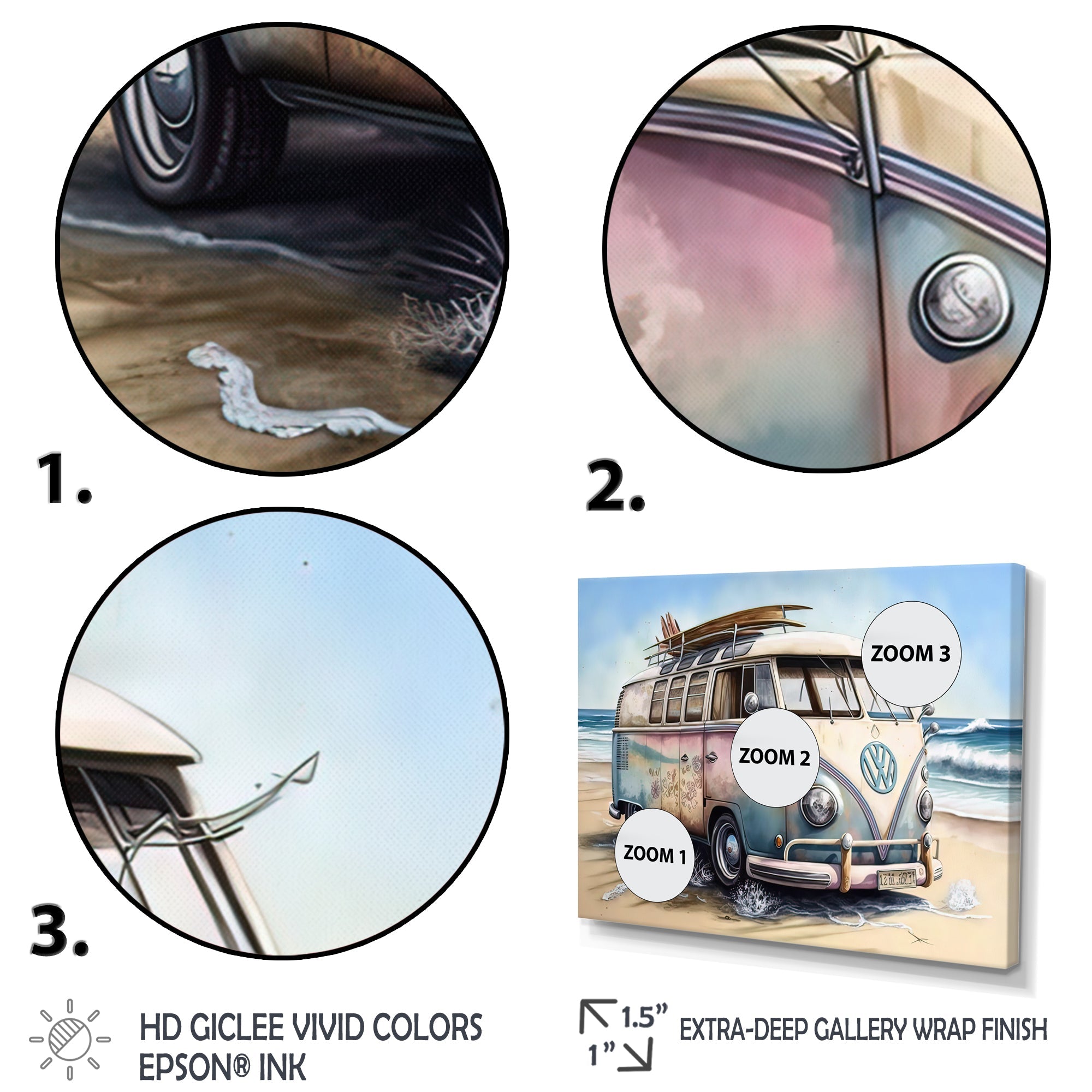 70S Surfing Van At The Beach I