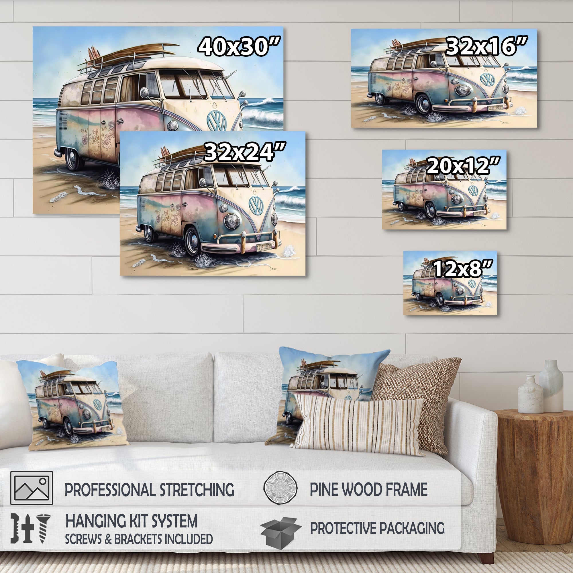 70S Surfing Van At The Beach I