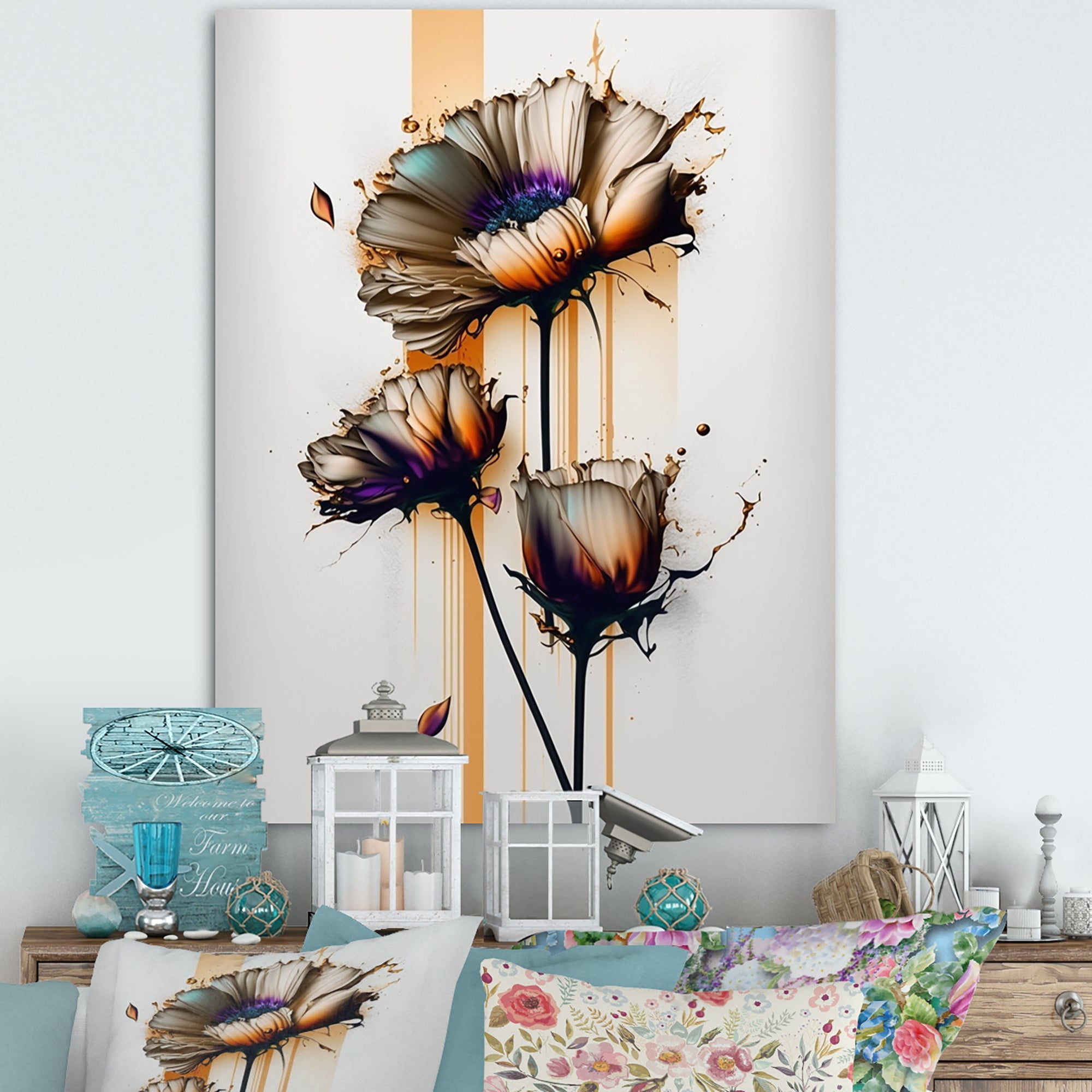 Orange Daisy Flower On Abstract Fusion I