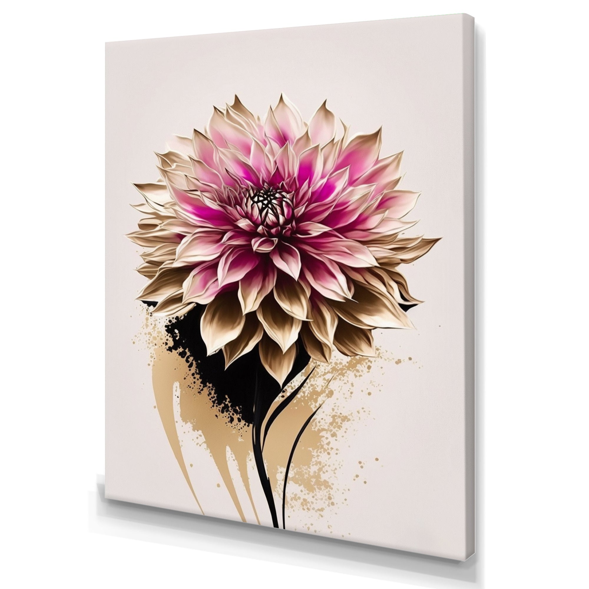 Pink Dahli Flower On Abstract Fusion