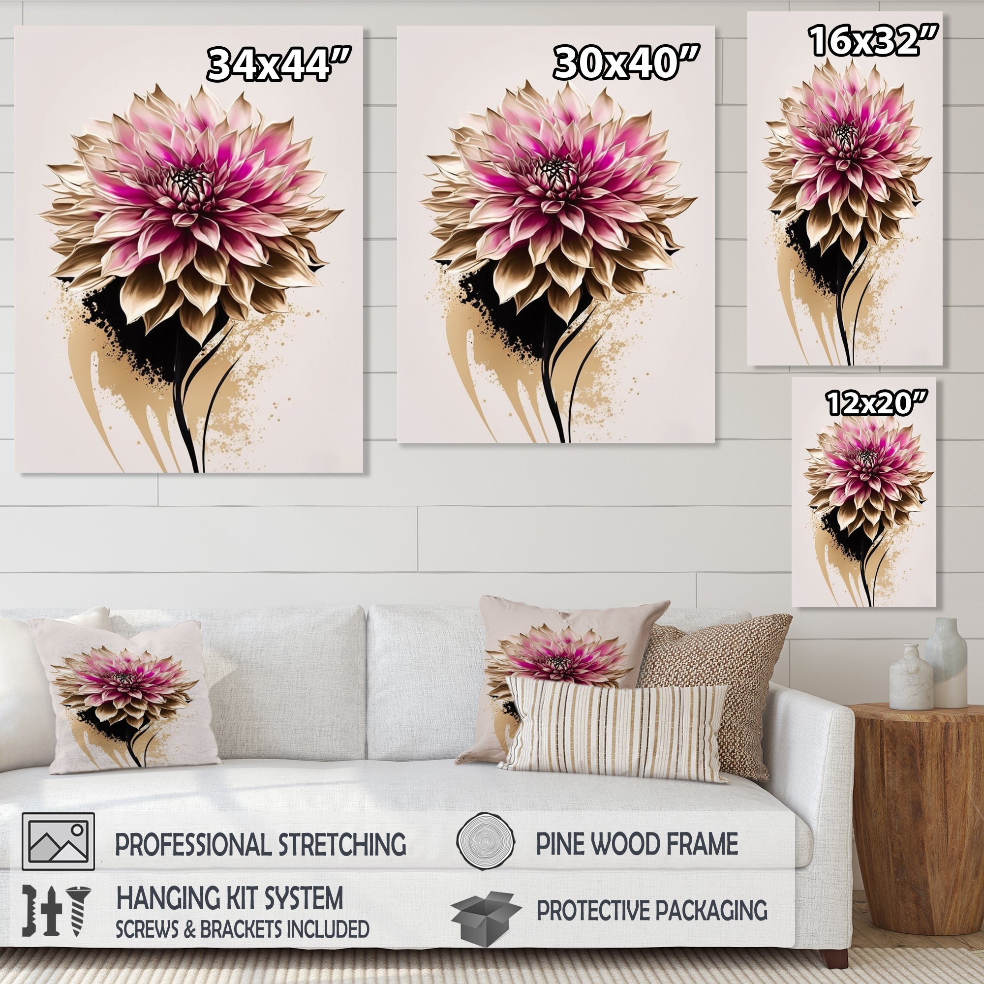 Pink Dahli Flower On Abstract Fusion