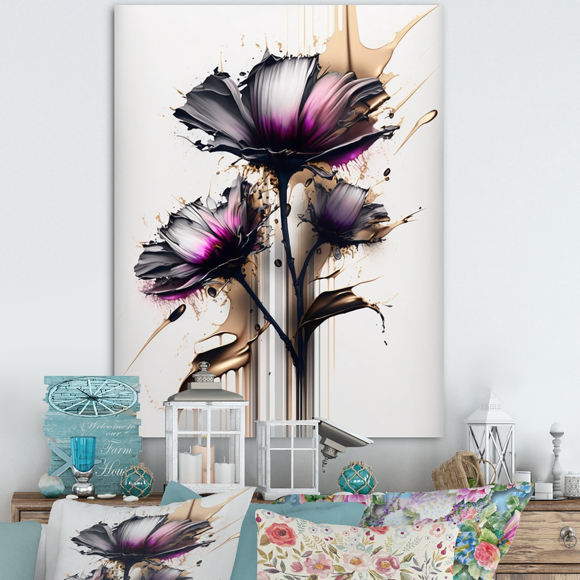 Pink Daisy Flower On Abstract Fusion III