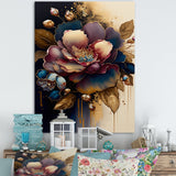 Red And Gold Camellia Floral Design I