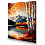 Red And Orange Birch Trees By The Lake V