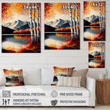 Red And Orange Birch Trees By The Lake V