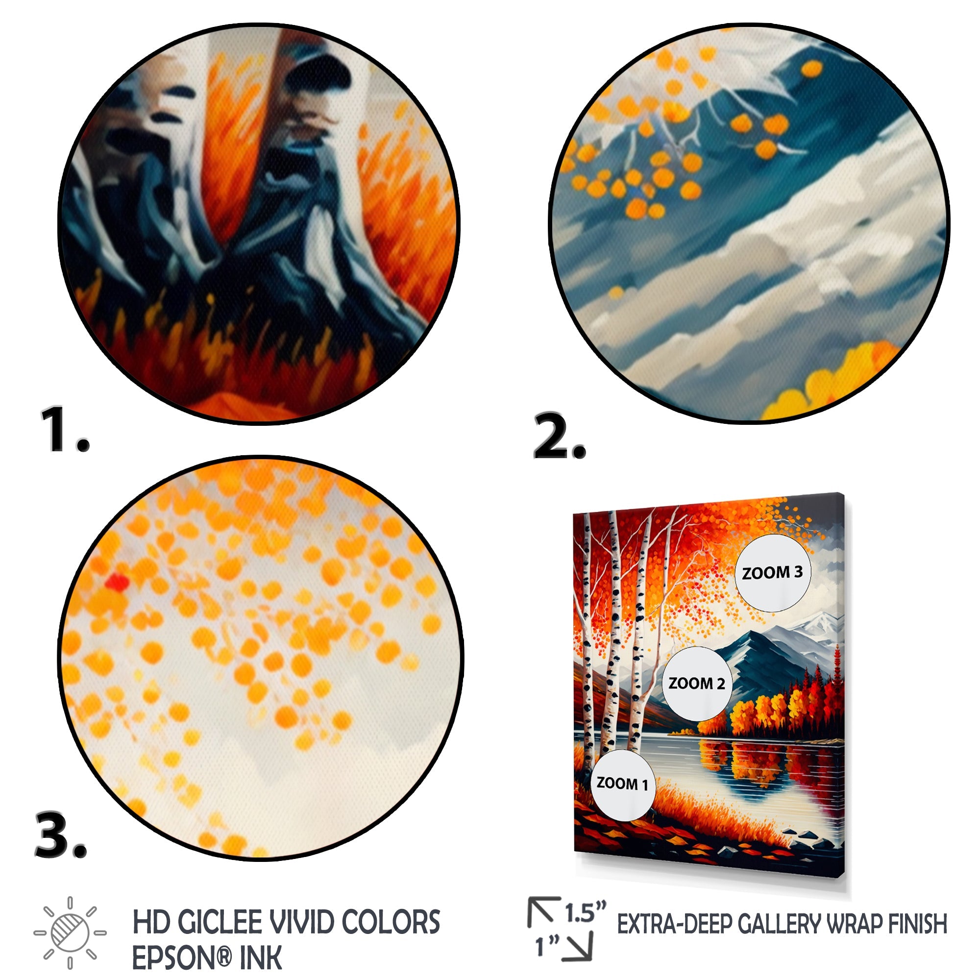 Red And Orange Birch Trees By The Lake VI