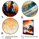 Red And Orange Birch Trees By The Lake VI