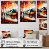 Red And Orange Birch Trees By The Lake VI