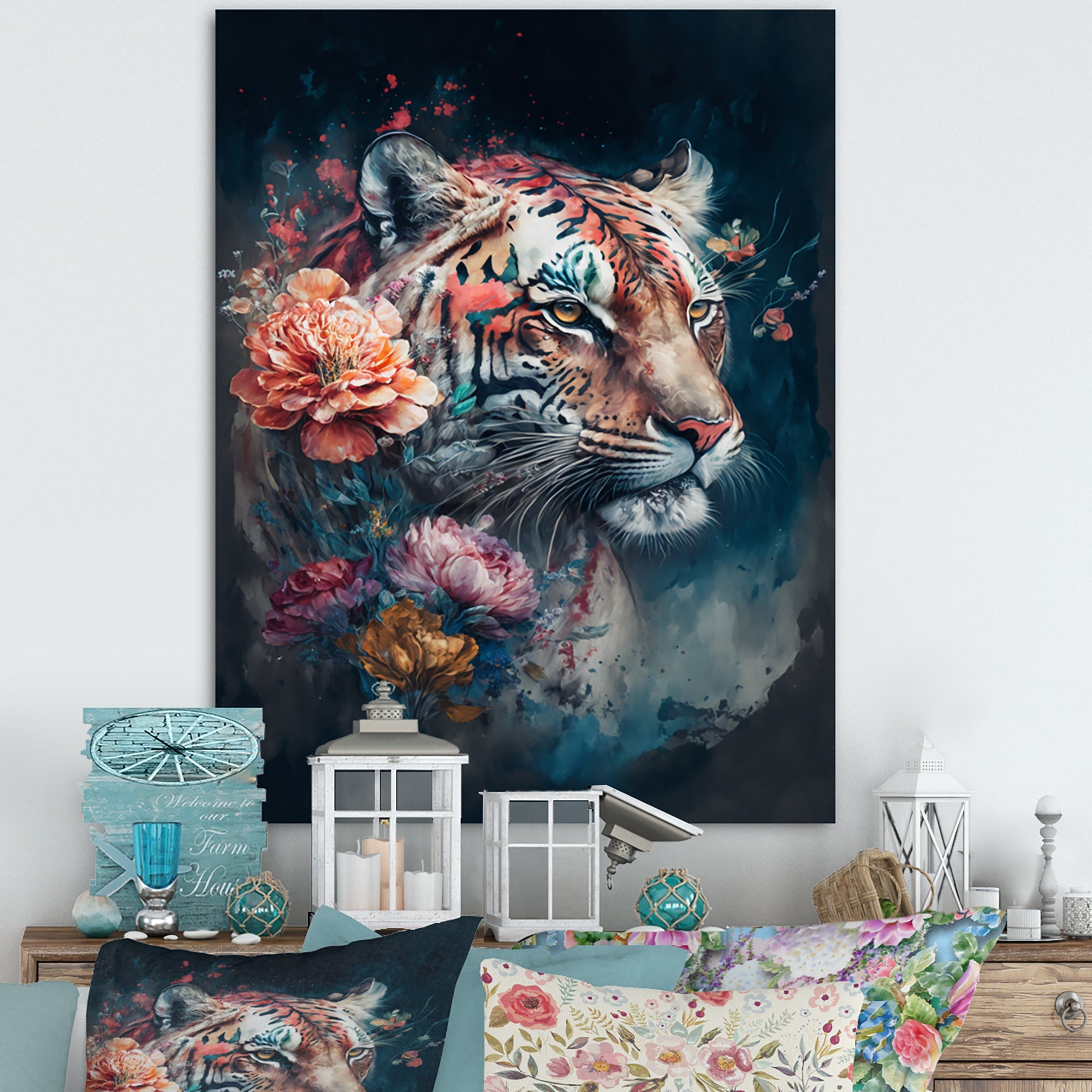 Cute Tiger Floral Art II