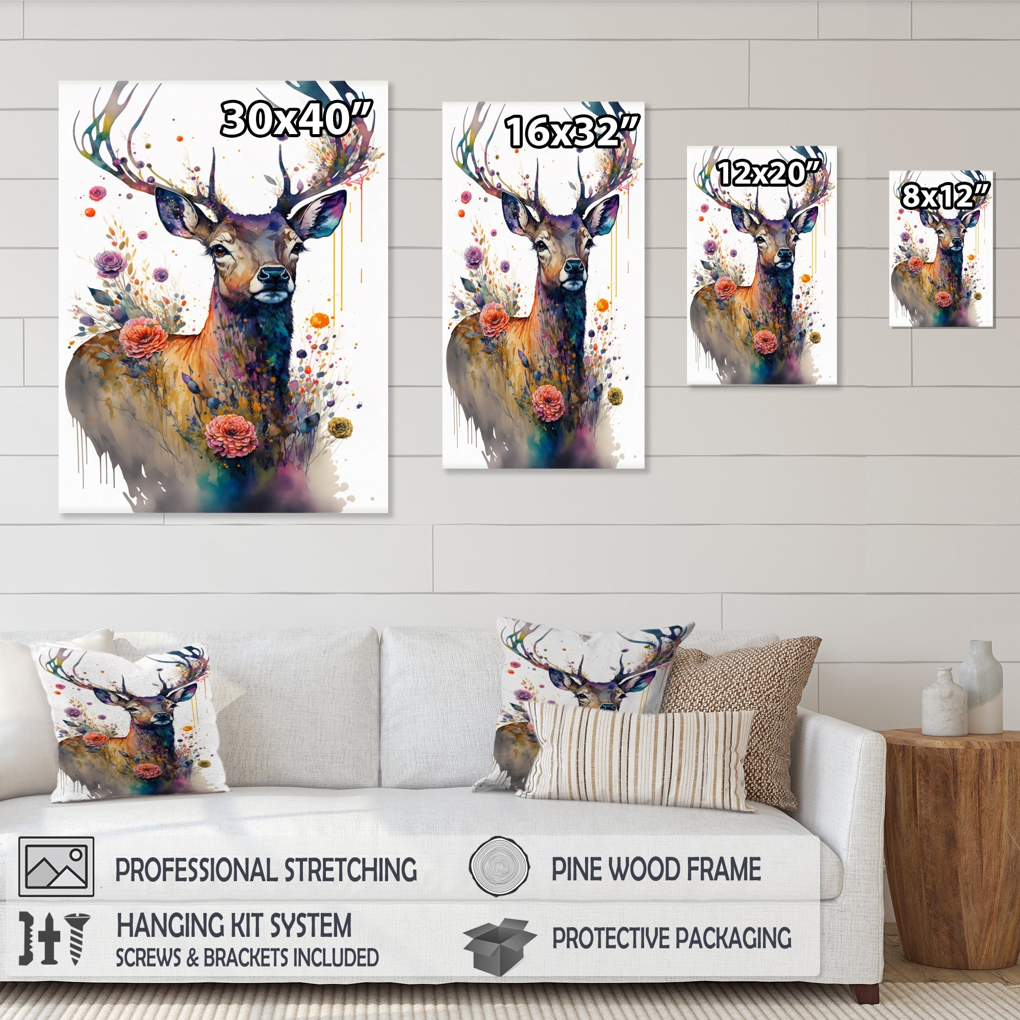 Cute Deer Floral Art I