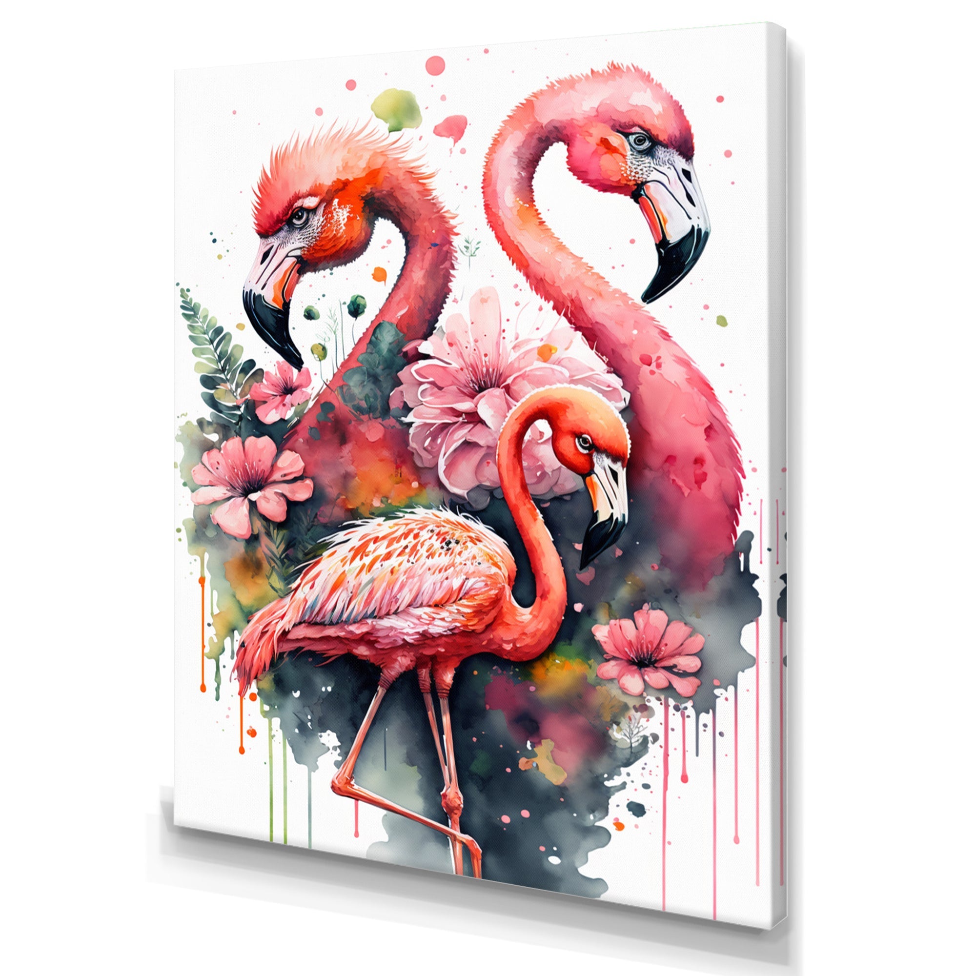 Cute Flamingos Floral Art I