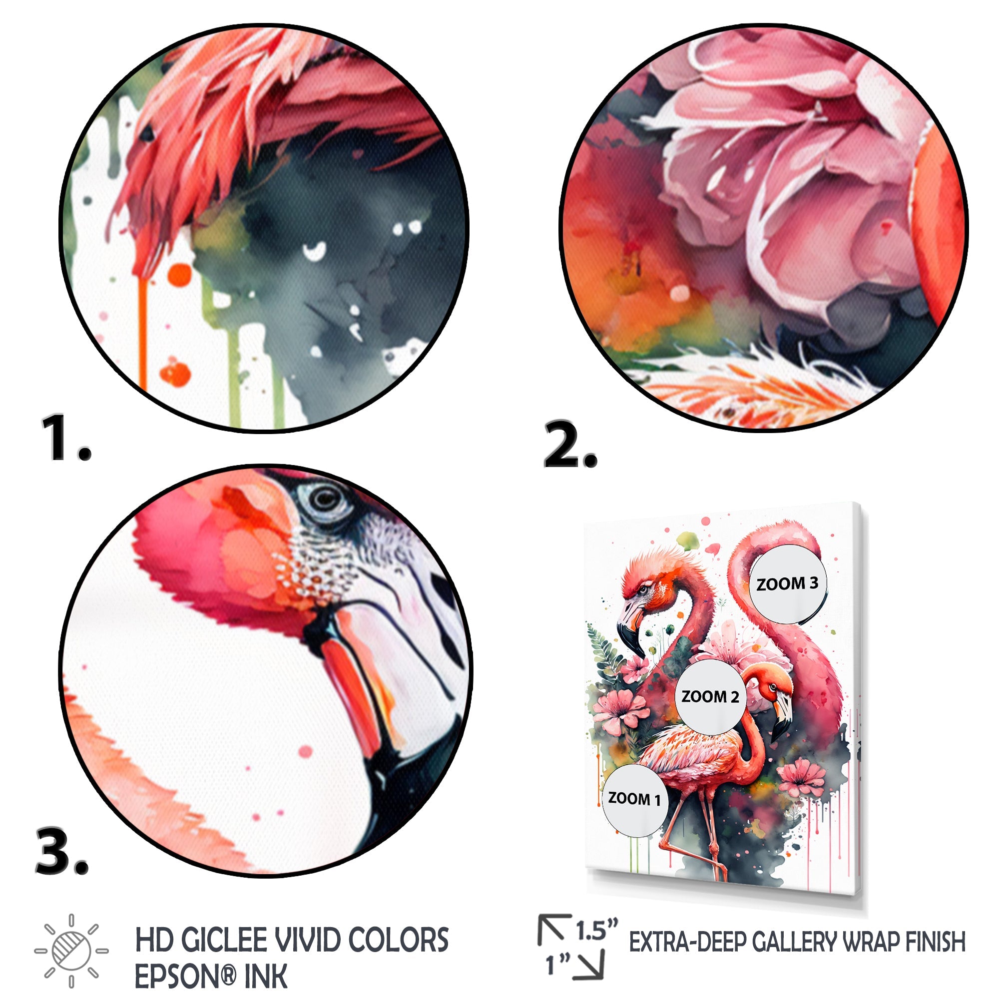 Cute Flamingos Floral Art I