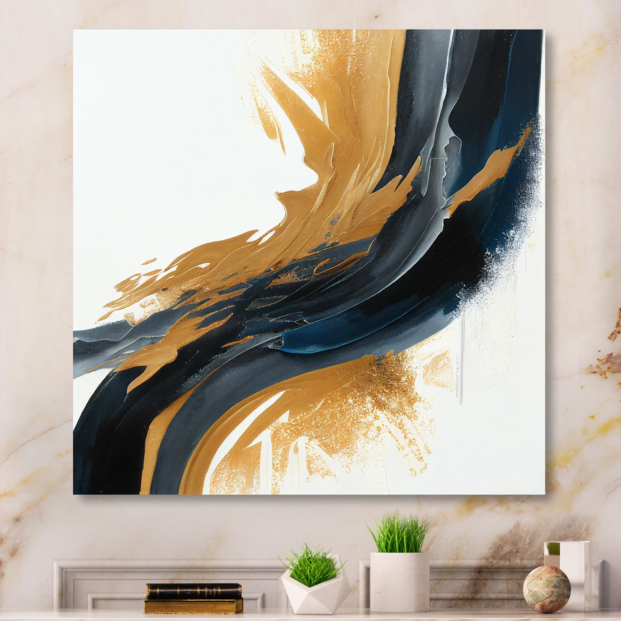 Blue And Gold Swirl Abstract II