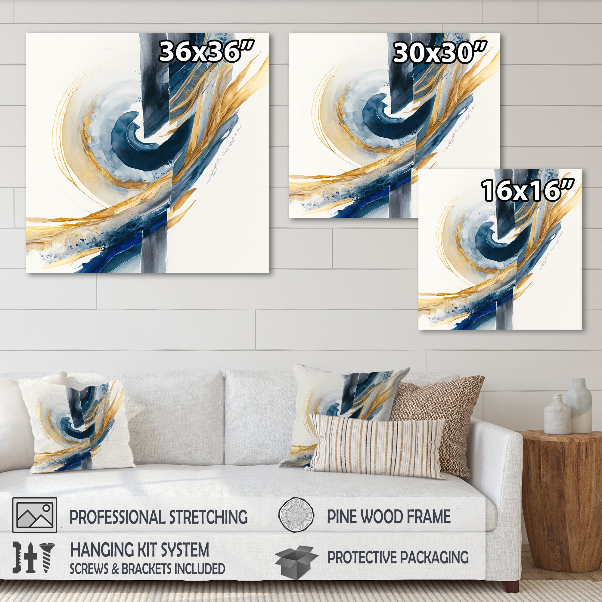 Blue And Gold Swirl Abstract V