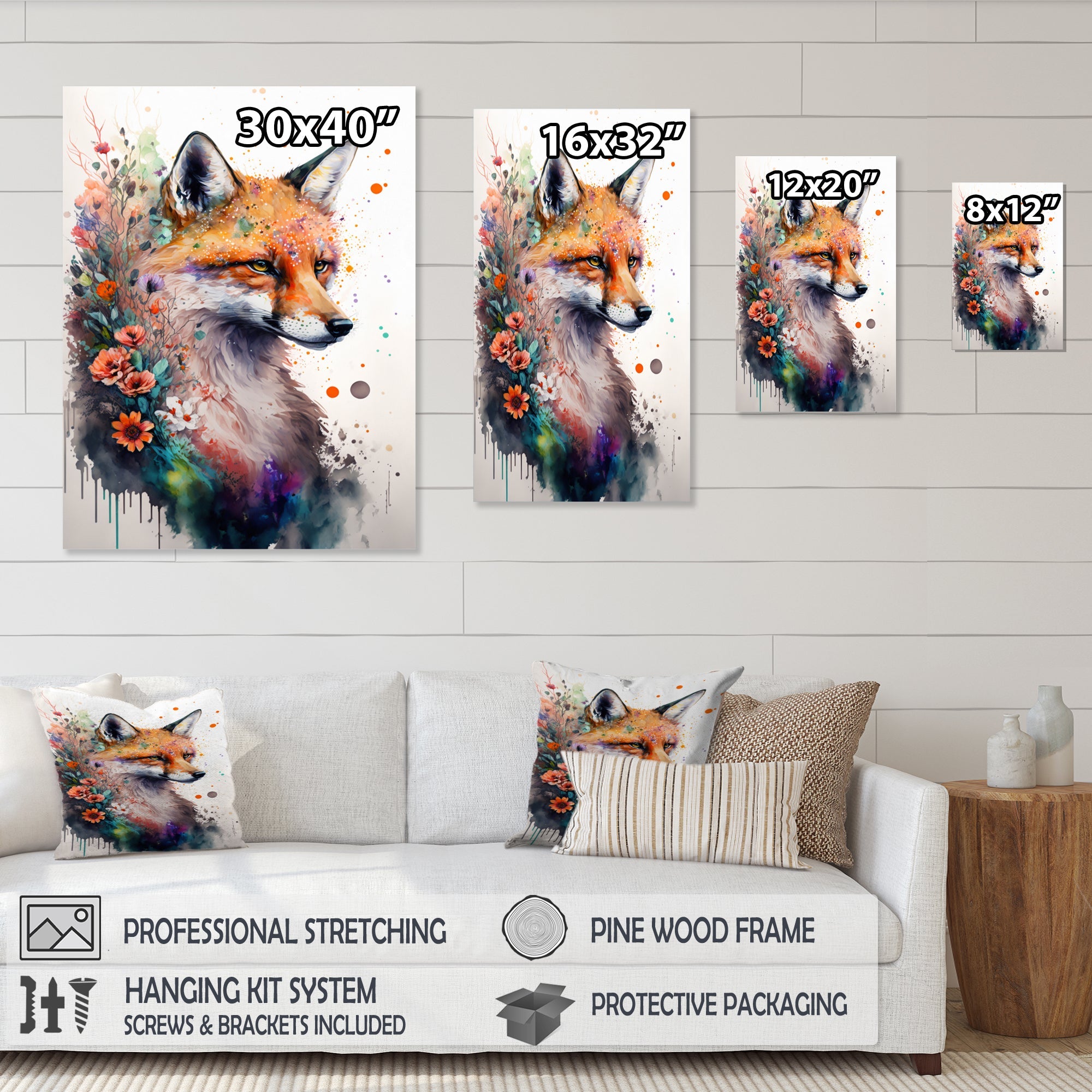 Cute Fox Floral Art I