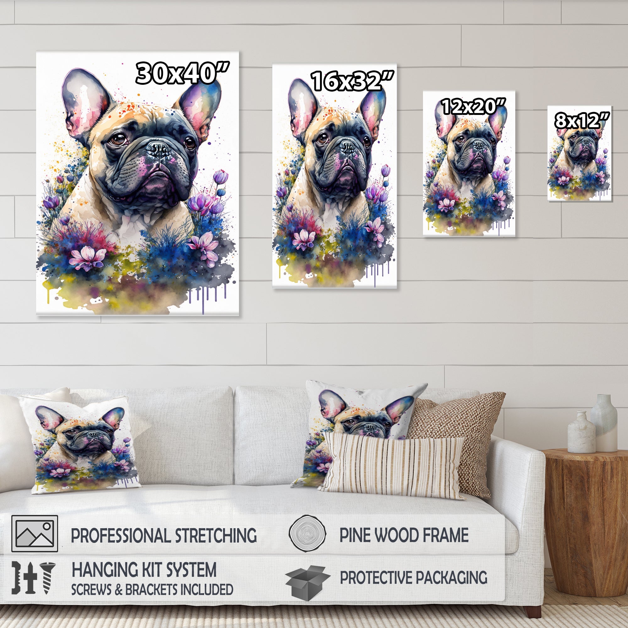 Cute Frenchie Floral Art I
