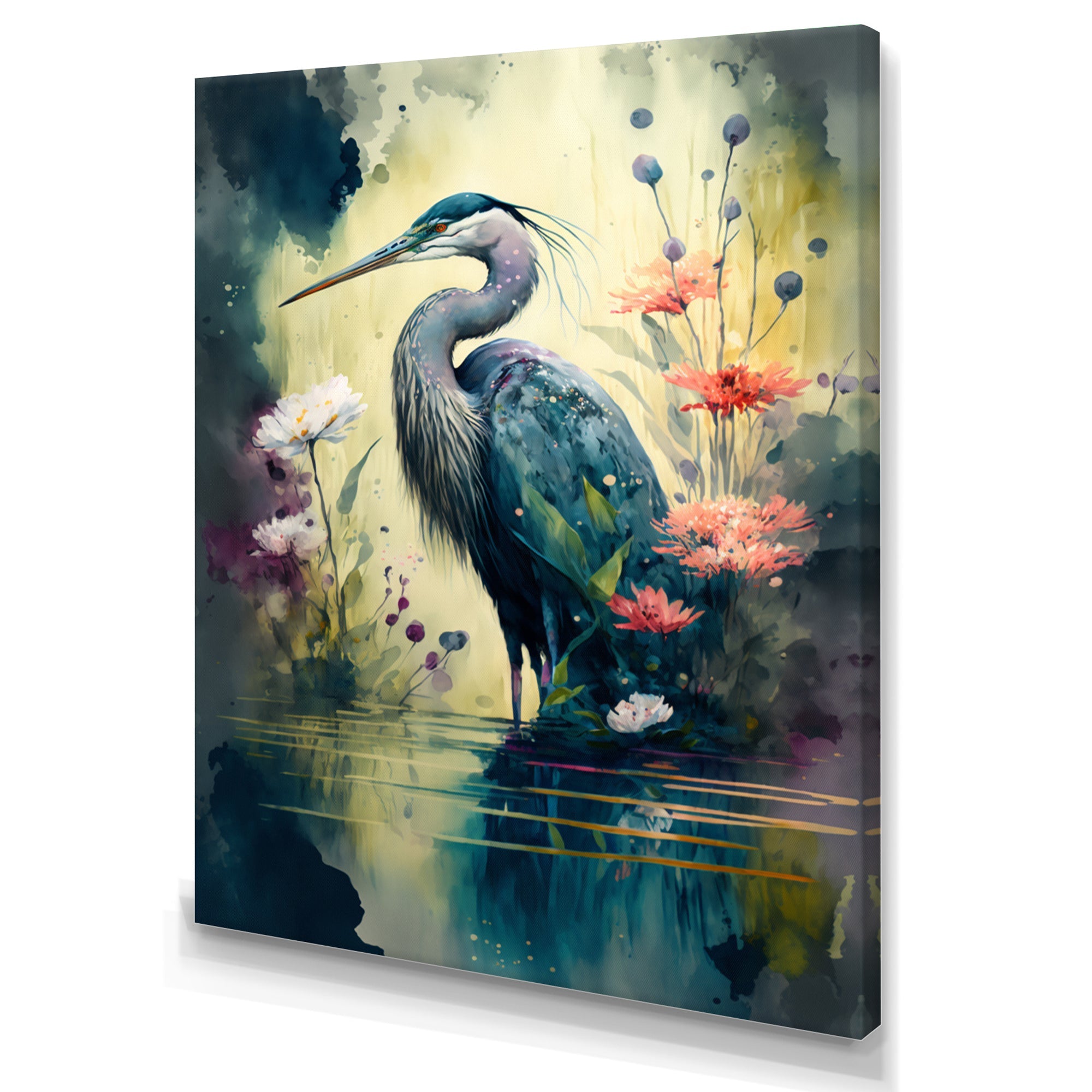 Cute Heron Floral Art I