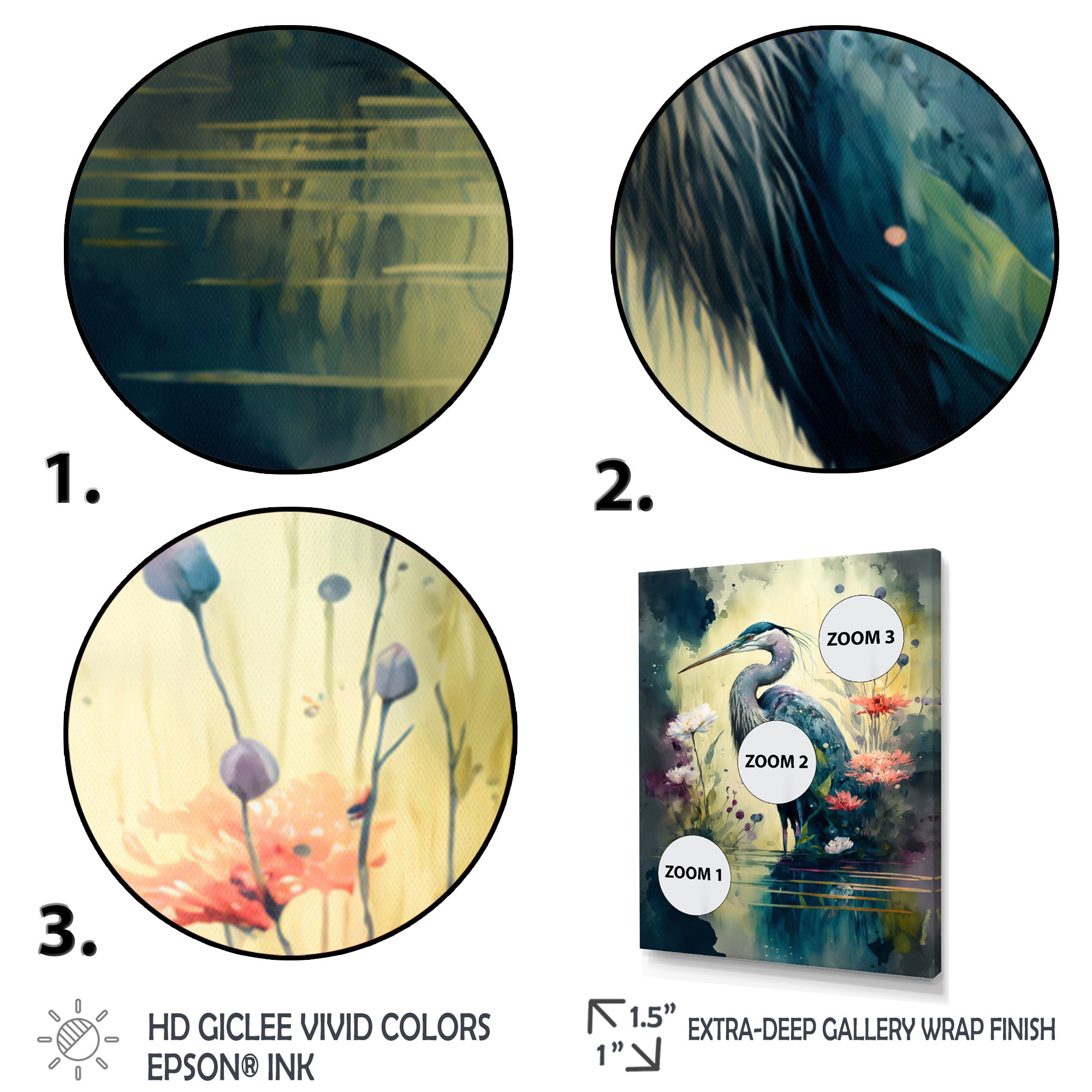 Cute Heron Floral Art I