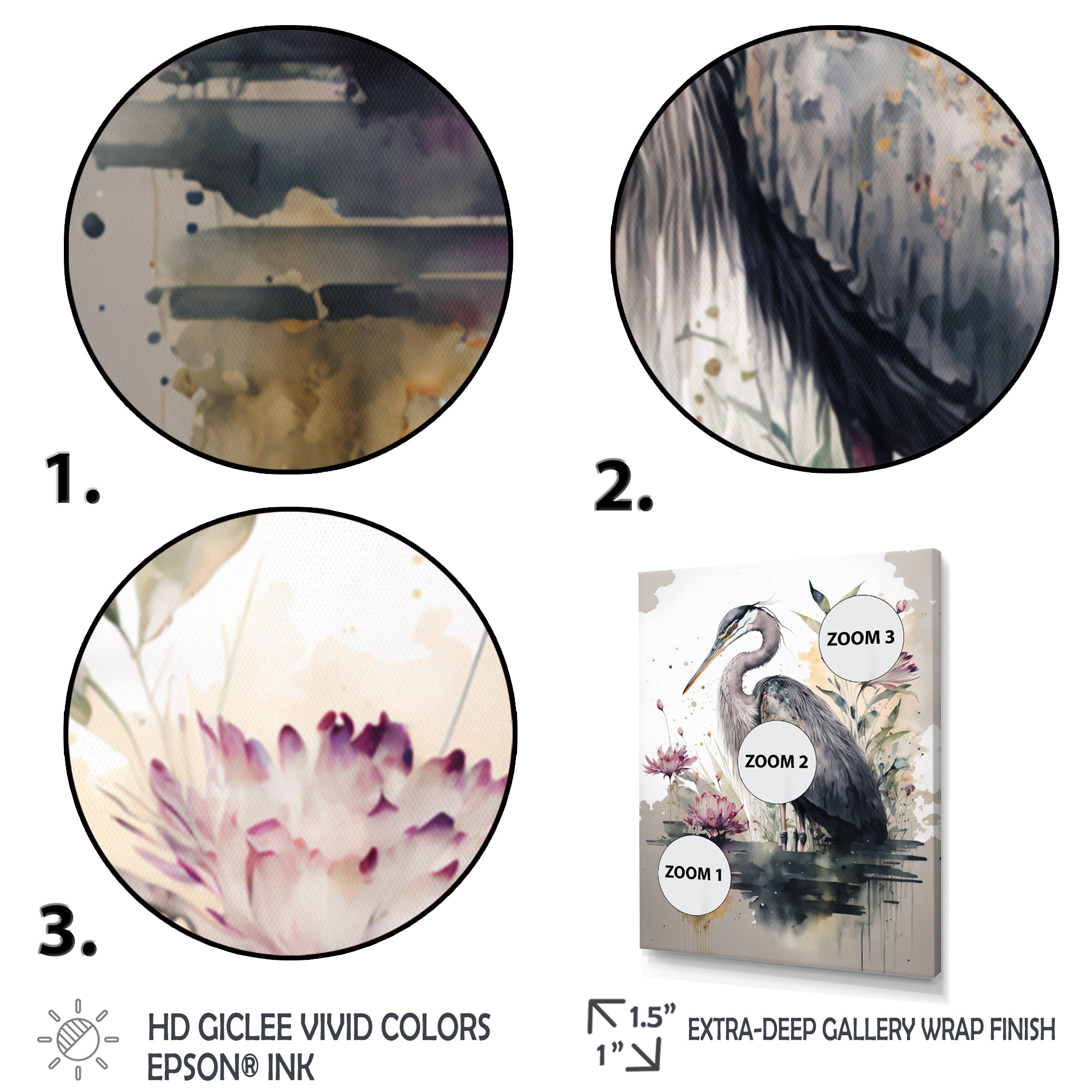 Cute Heron Floral Art III