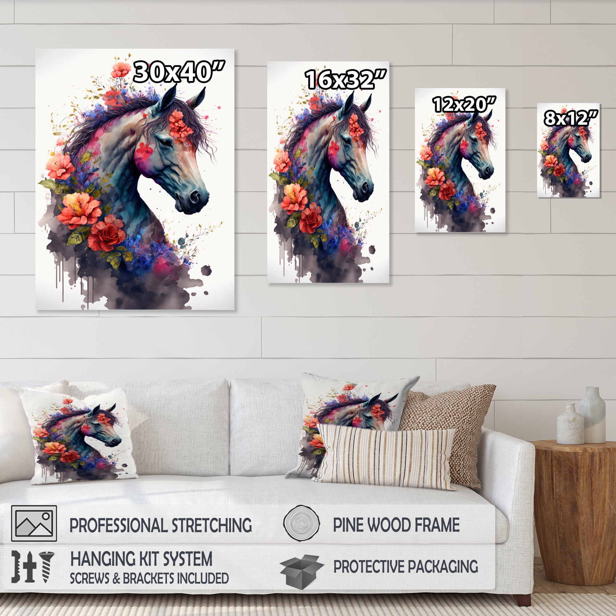 Cute Horse Floral Art I