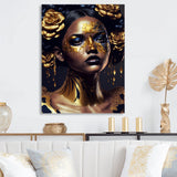 Gold And Black Floral Woman V
