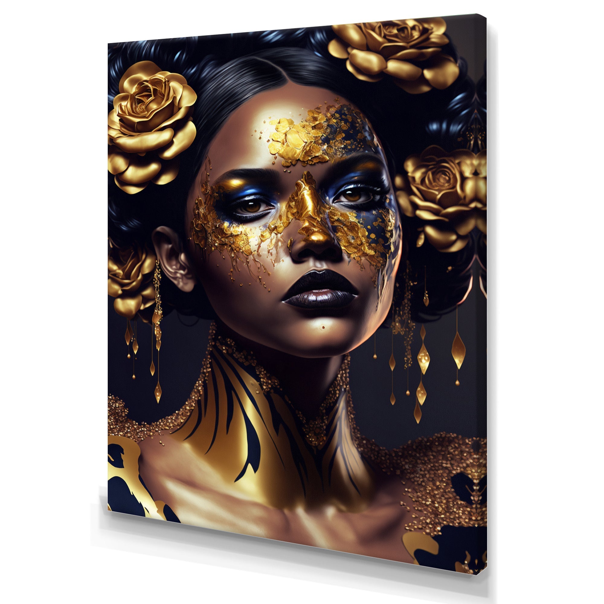 Gold And Black Floral Woman V