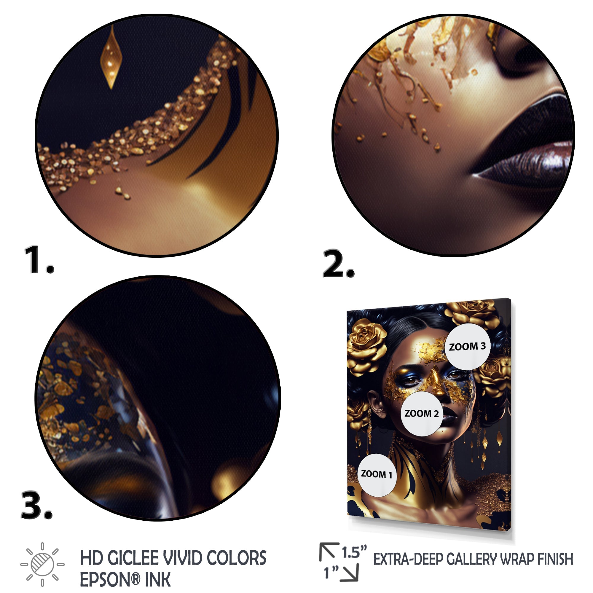 Gold And Black Floral Woman V