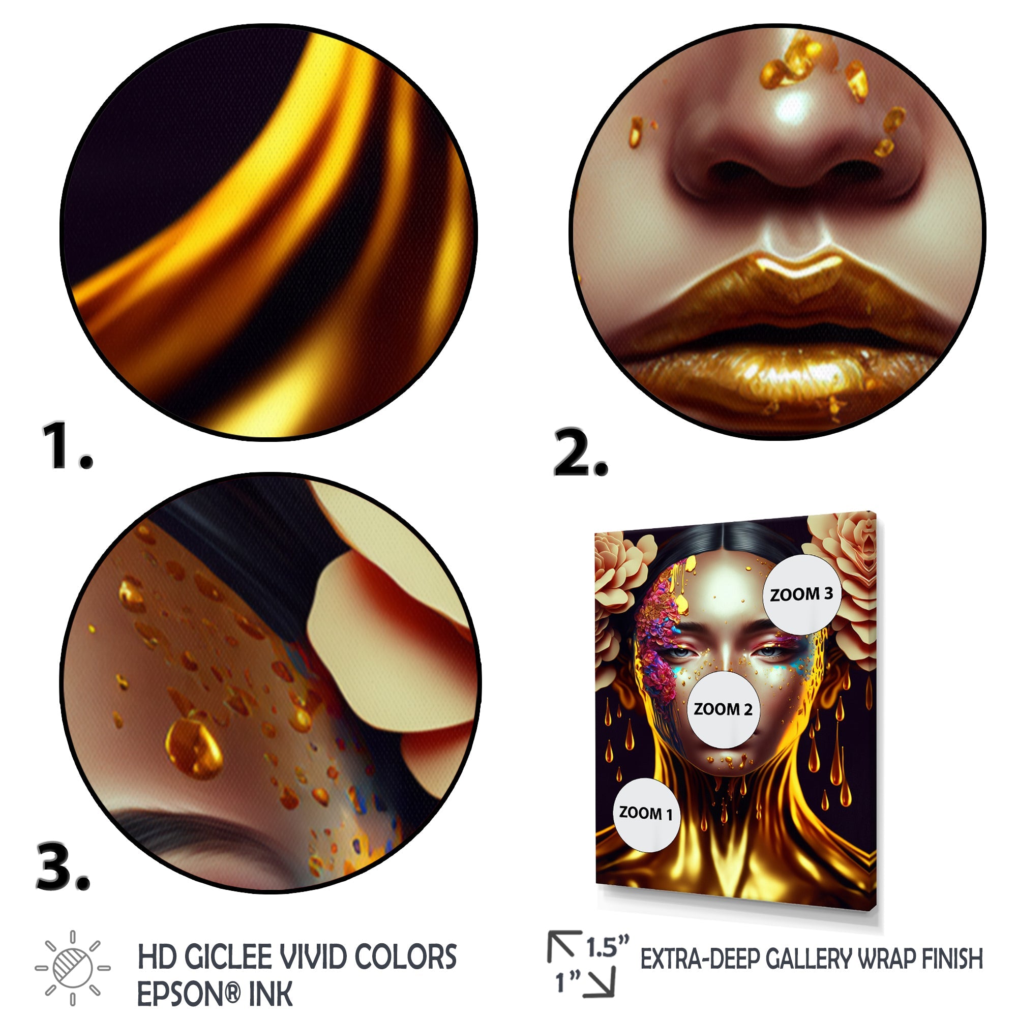 Gold And Black Floral Asian Woman II