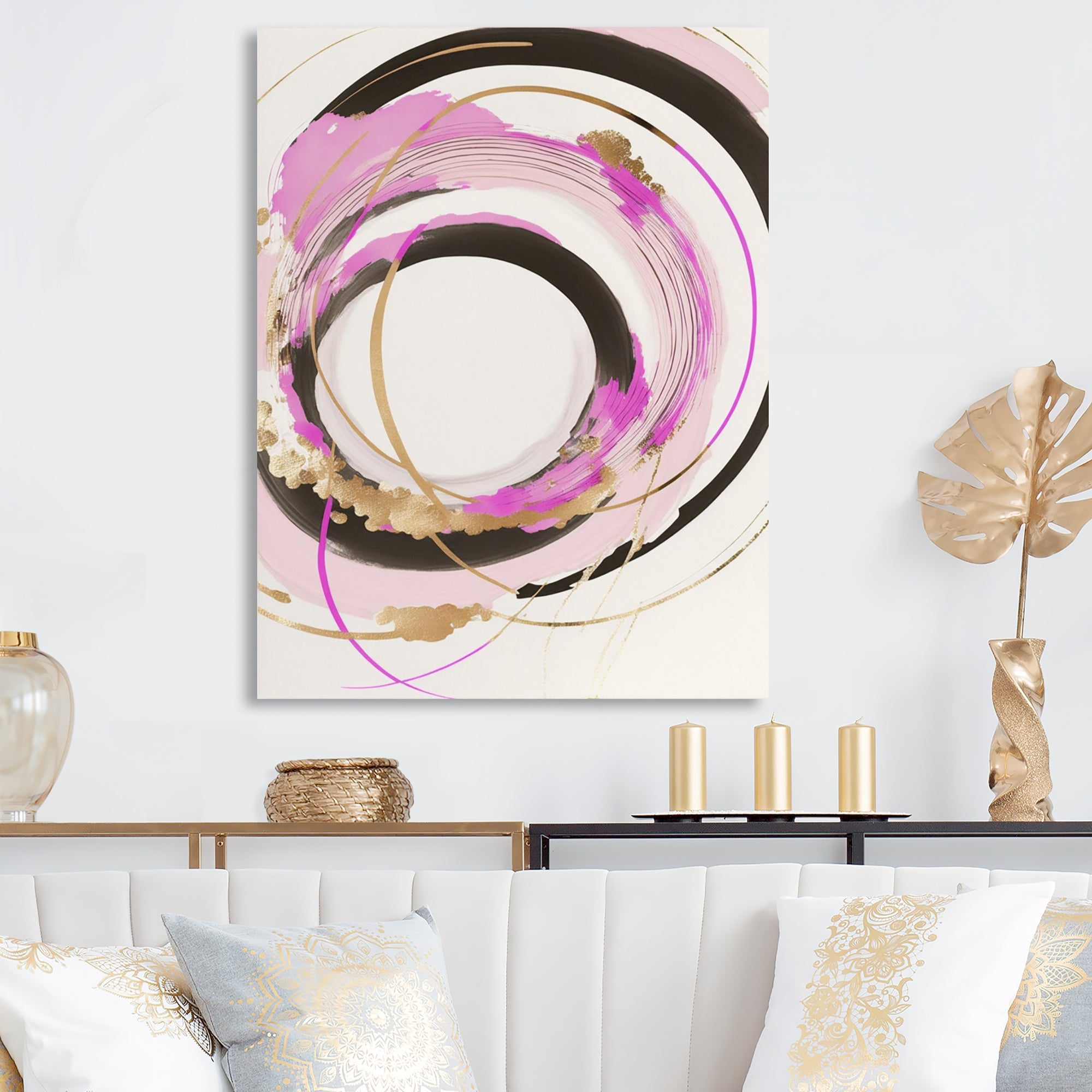 Pink And Gold Minimalist Art II