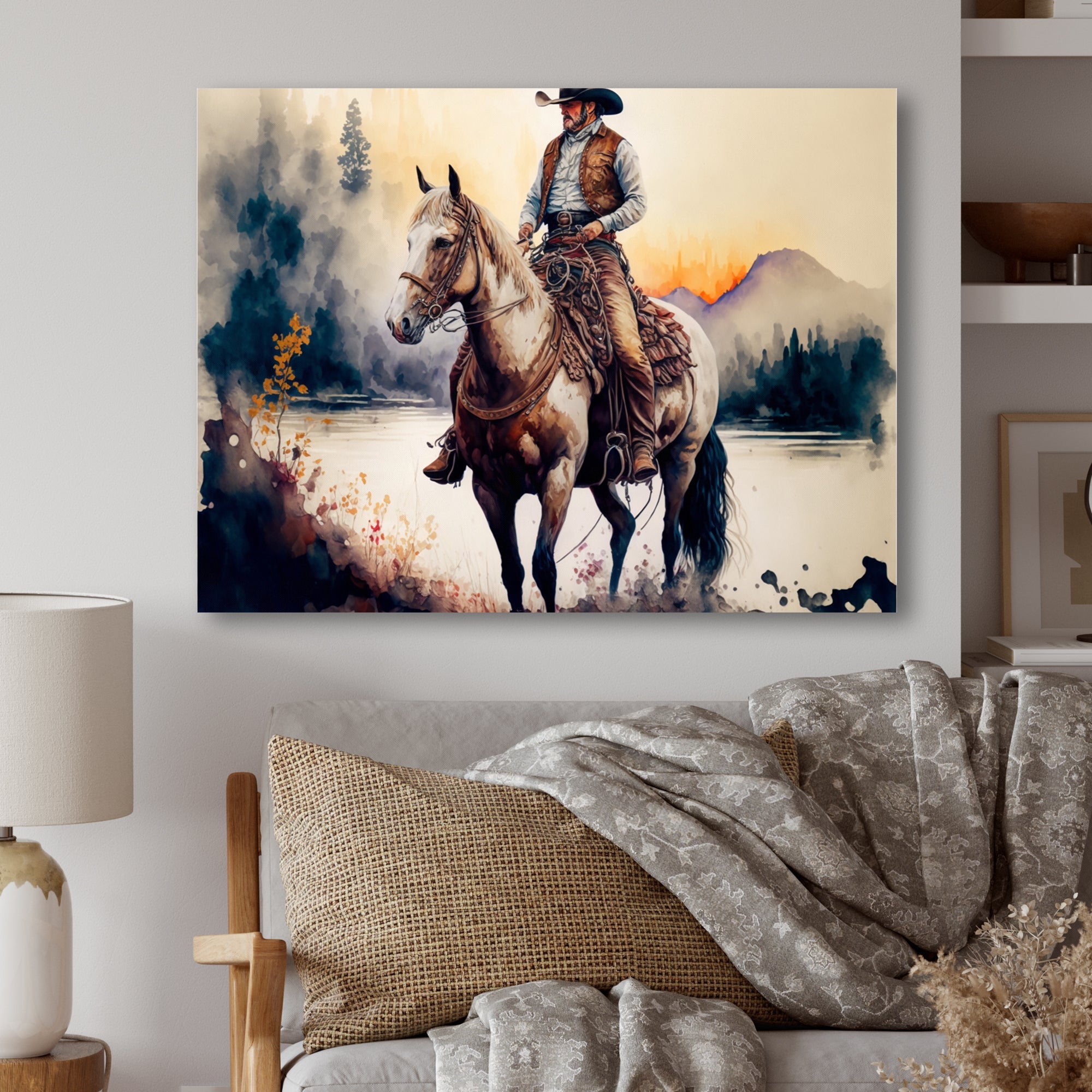 Western Cowboy Riding A Horse II